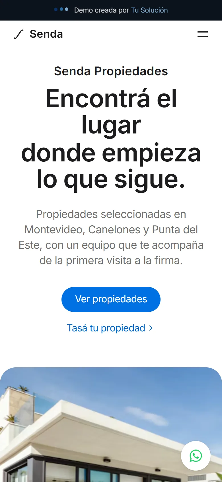 Senda Propiedades: vista en celular